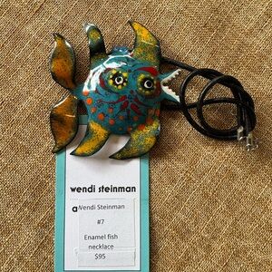 Blue and Orange Decorative Fish Ornament with Metallic Fins